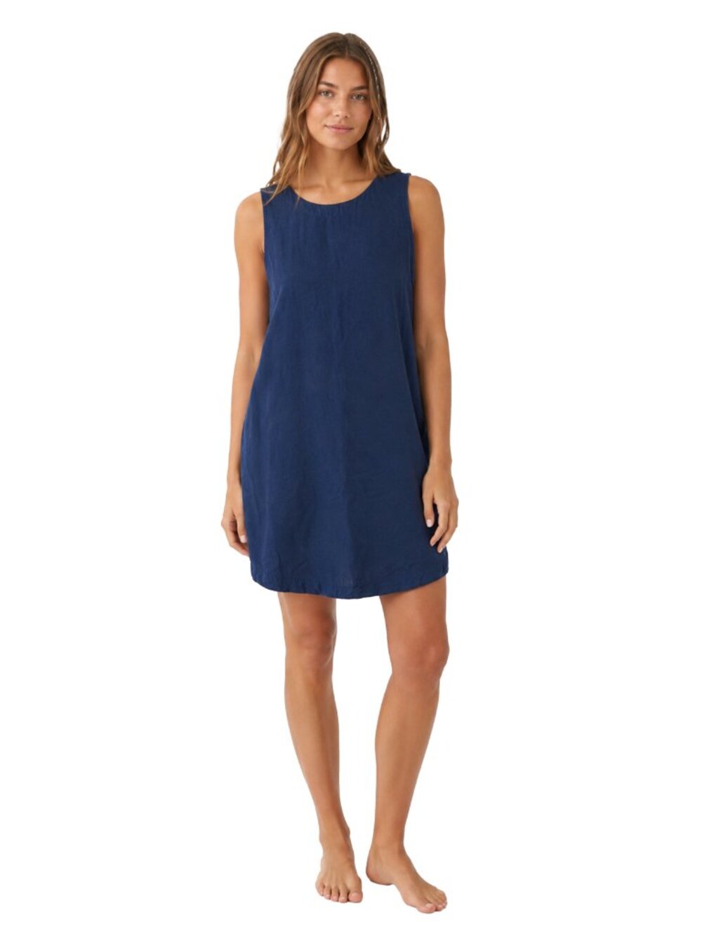 Madewell XL Navy Linen Shift Dress Coastal Quiet Luxury Minimalist Style